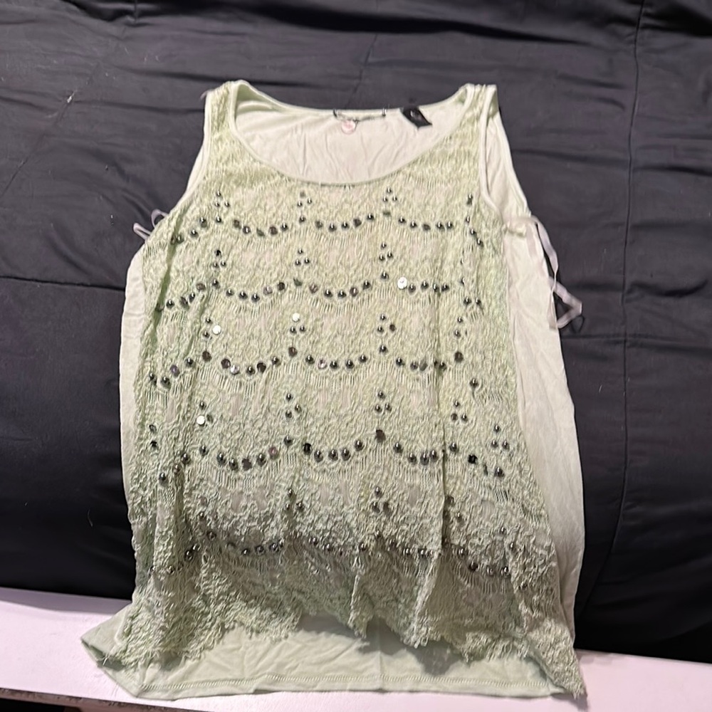 BKE Mint Green Sequin Tank Top